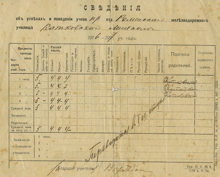 KKE 5282.jpg - (rosyjski) Dok. Cenzurka Marianny Katkowskiej, Romny, 1916/17 r.